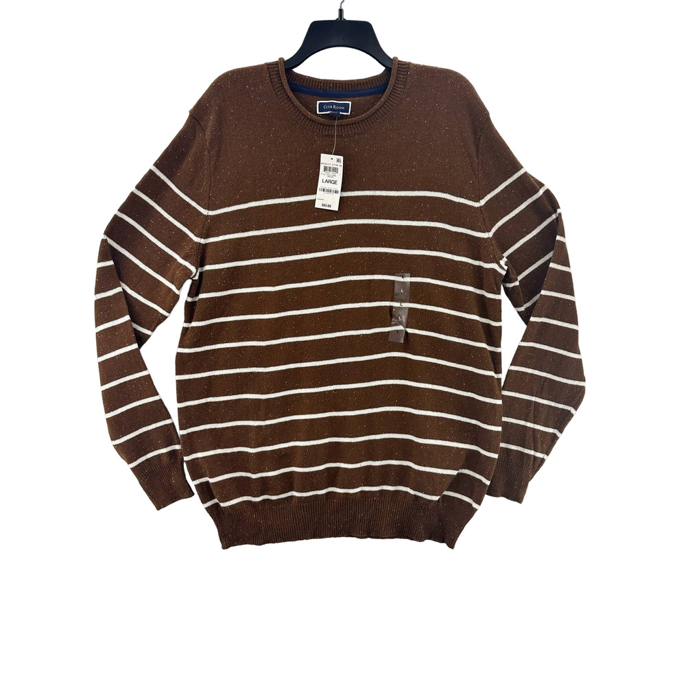 Club Room, Men's‎ Gregor Striped Sweater, Brown, Size Large MSRP$65